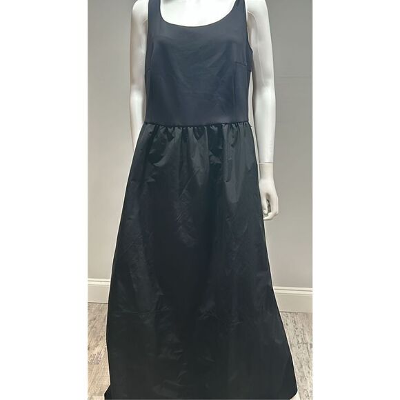 Akris Punto Black Mix Media Midi Dress with D-Ring Belt Size 14 - Picture 3 of 13